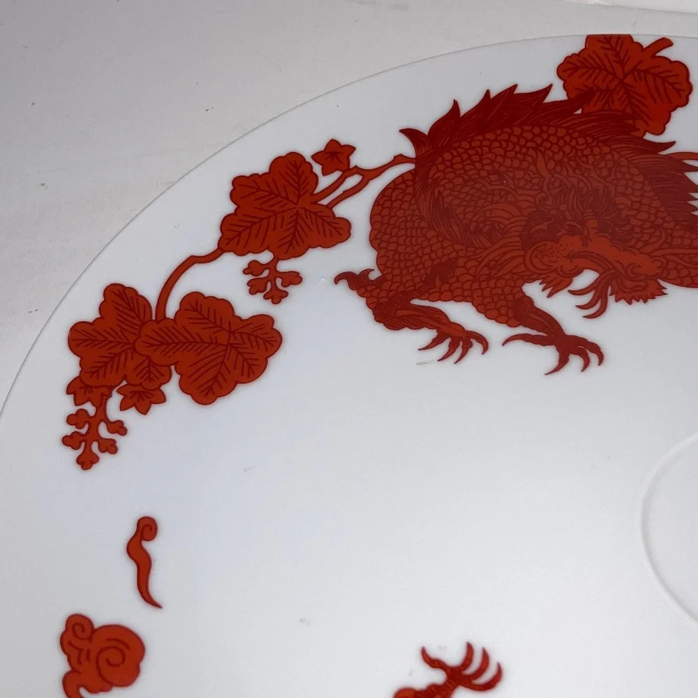 TEMPLE DRAGON by Fitz & Floyd Snack Plate with Saucer Slot 9.25 inch Diameter